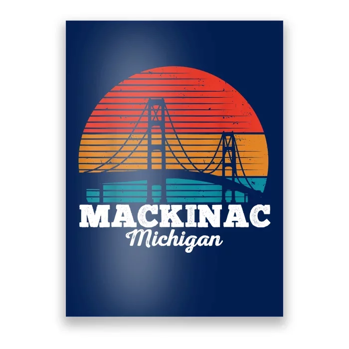 Mackinac Bridge Souvenir Mackinaw Island Retro Michigan Poster