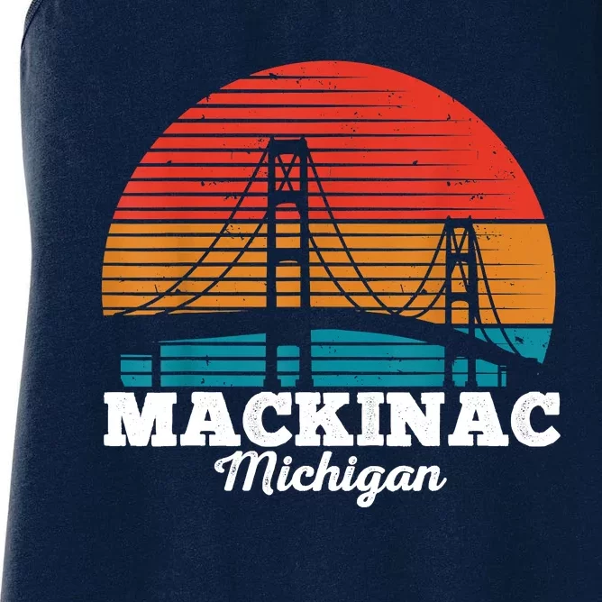 Mackinac Bridge Souvenir Mackinaw Island Retro Michigan Women's Racerback Tank