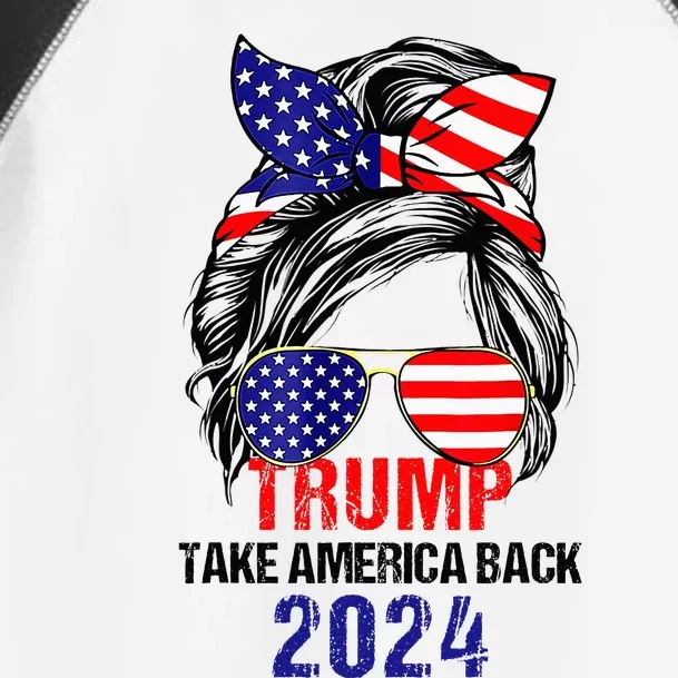 Messy Bun Support Trump 2024 Flag Take America Toddler Fine Jersey T-Shirt