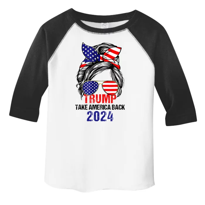 Messy Bun Support Trump 2024 Flag Take America Toddler Fine Jersey T-Shirt