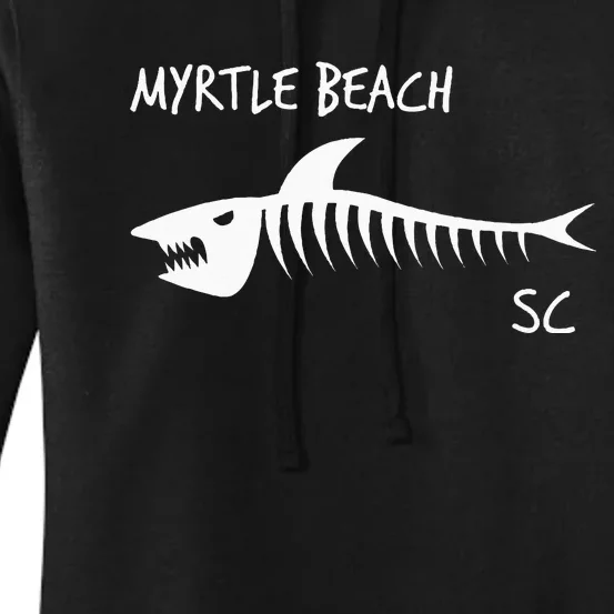 Myrtle Beach SC South Carolina Shark Skeleton White Print Women's Pullover Hoodie