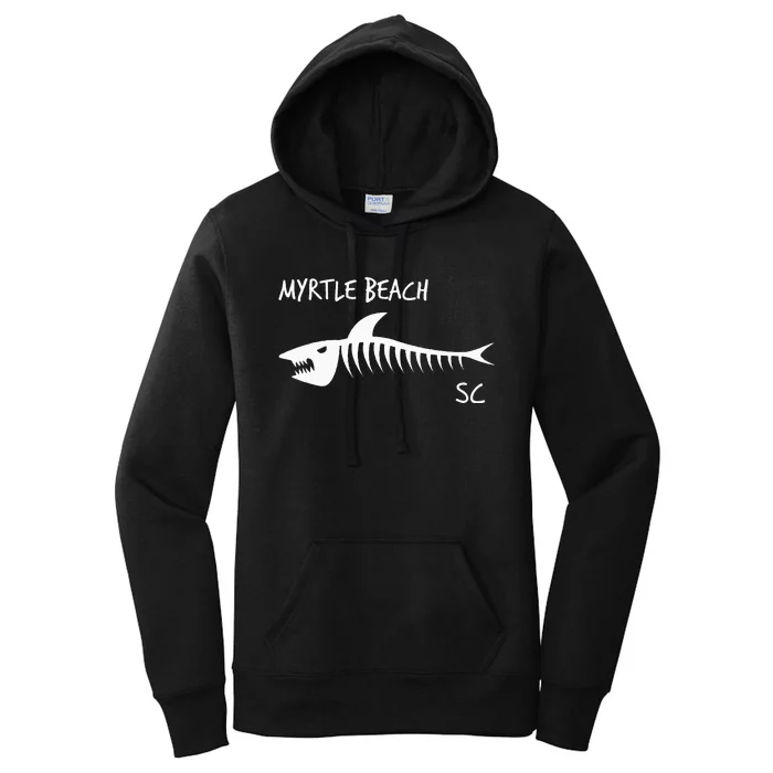 Myrtle Beach SC South Carolina Shark Skeleton White Print Women's Pullover Hoodie