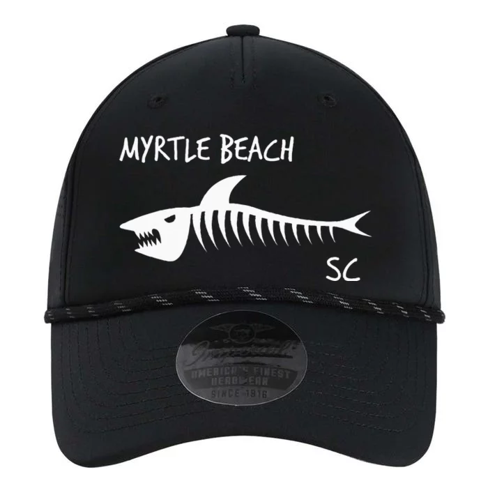 Myrtle Beach SC South Carolina Shark Skeleton White Print Performance The Dyno Cap