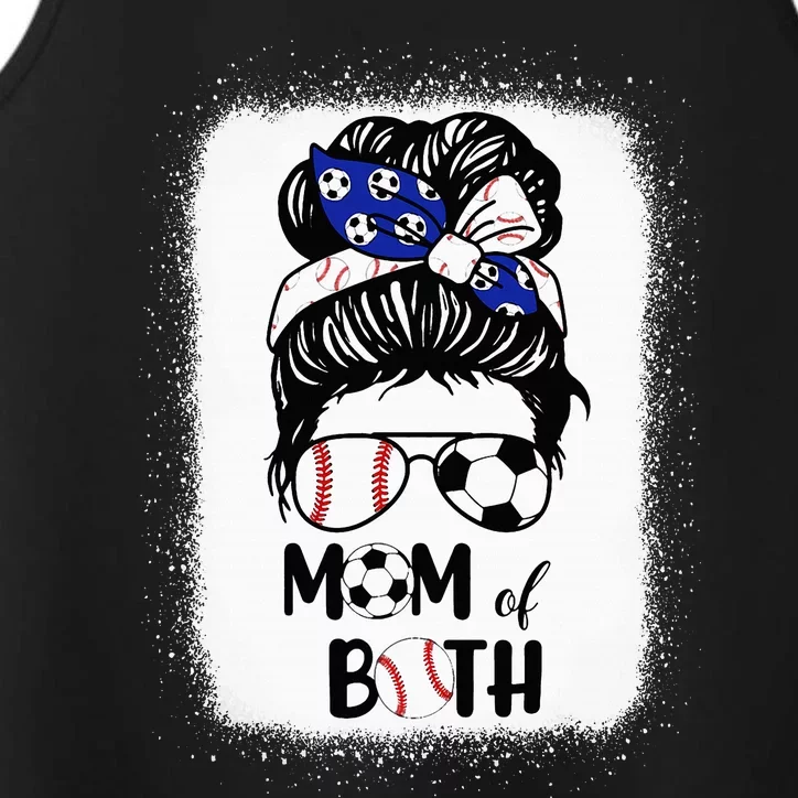 Messy Bun Soccer Mom Baseball Mom Of Both Mothers Day Performance Tank