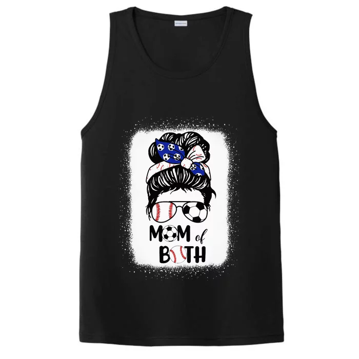 Messy Bun Soccer Mom Baseball Mom Of Both Mothers Day Performance Tank