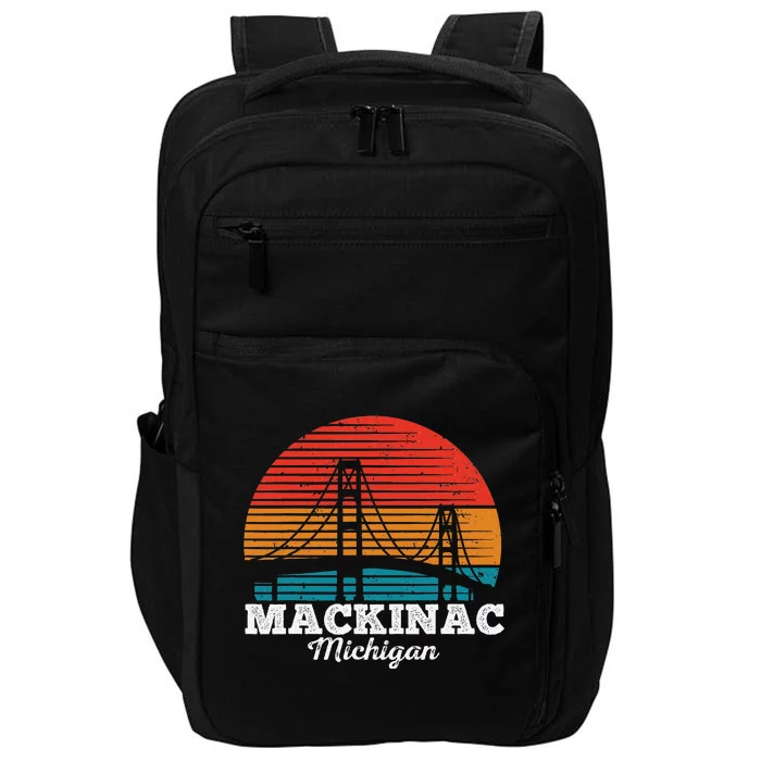 Mackinac Bridge Souvenir Mackinaw Island Retro Michigan Impact Tech Backpack