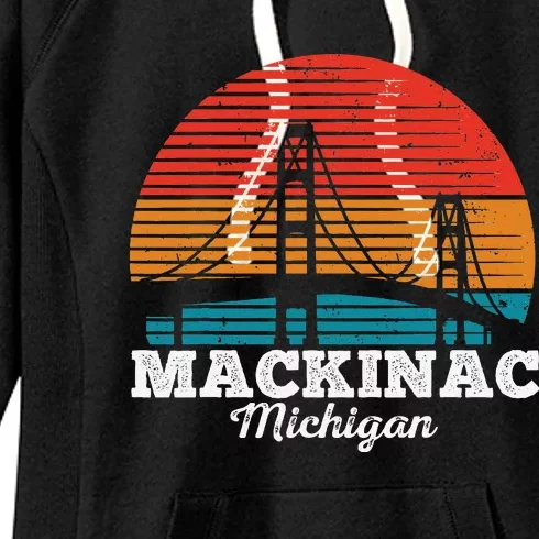 Mackinac Bridge Souvenir Mackinaw Island Retro Michigan Women's Fleece Hoodie