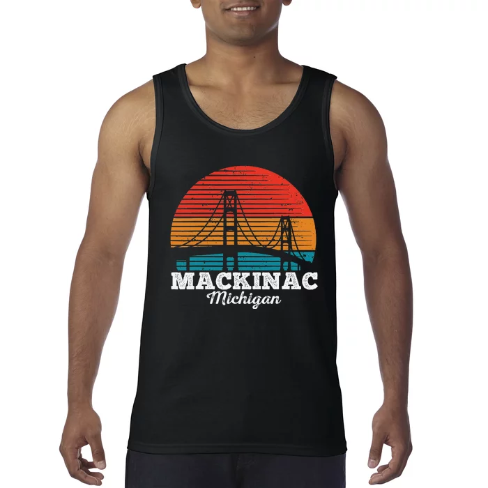 Mackinac Bridge Souvenir Mackinaw Island Retro Michigan Tank Top