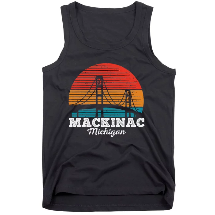 Mackinac Bridge Souvenir Mackinaw Island Retro Michigan Tank Top