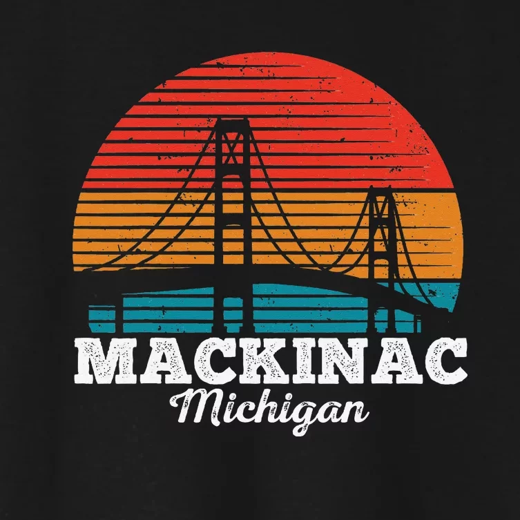 Mackinac Bridge Souvenir Mackinaw Island Retro Michigan Women's Crop Top Tee