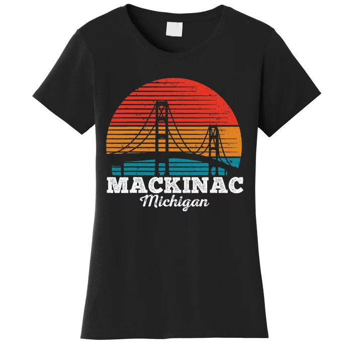 Mackinac Bridge Souvenir Mackinaw Island Retro Michigan Women's T-Shirt