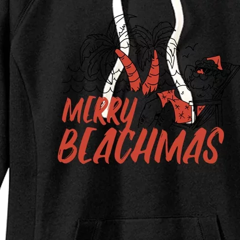 Merry Beachmas Santa Claus Vacation Women's Fleece Hoodie