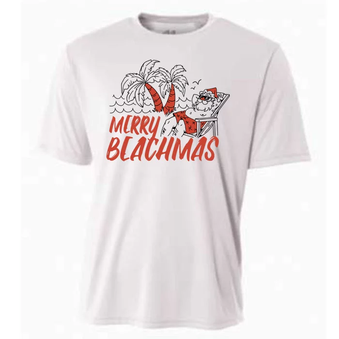 Merry Beachmas Santa Claus Vacation Cooling Performance Crew T-Shirt