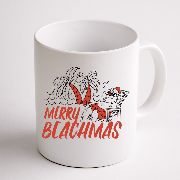 Merry Beachmas Santa Claus Vacation Front & Back Coffee Mug