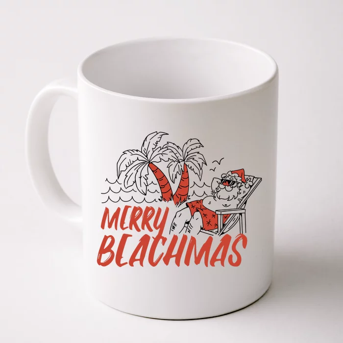 Merry Beachmas Santa Claus Vacation Front & Back Coffee Mug