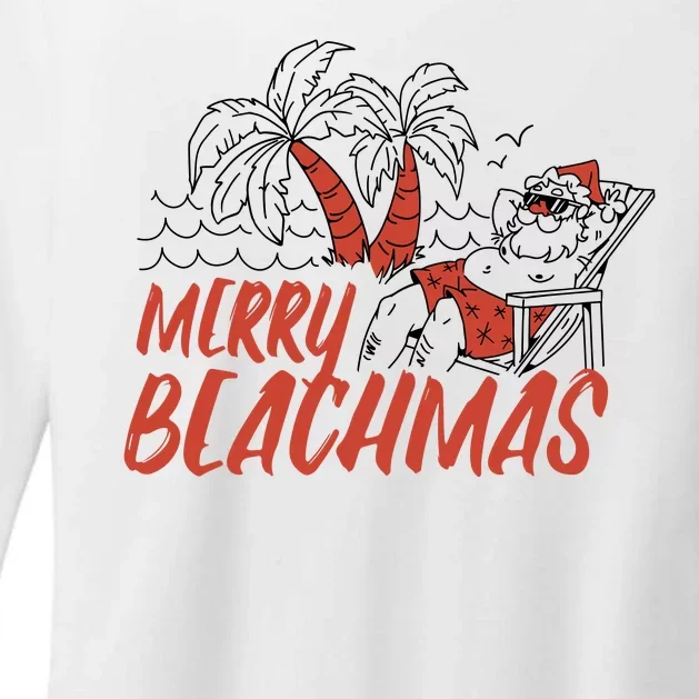 Merry Beachmas Santa Claus Vacation Womens CVC Long Sleeve Shirt