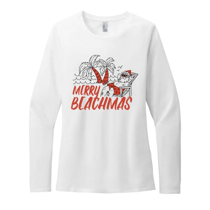 Merry Beachmas Santa Claus Vacation Womens CVC Long Sleeve Shirt