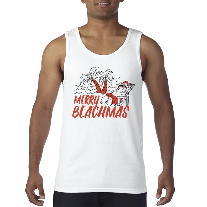 Merry Beachmas Santa Claus Vacation Tank Top