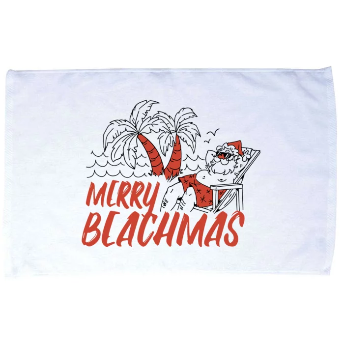 Merry Beachmas Santa Claus Vacation Microfiber Hand Towel