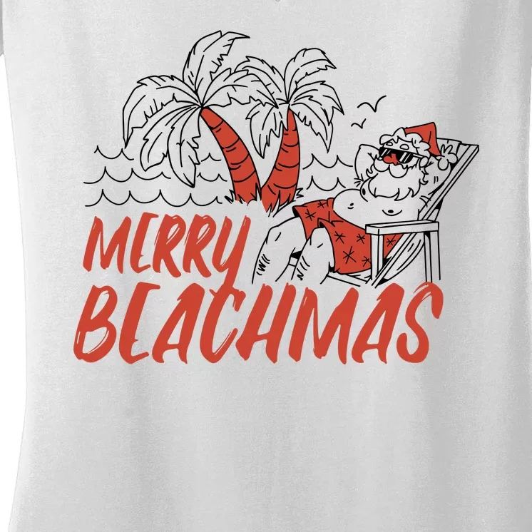 Merry Beachmas Santa Claus Vacation Women's V-Neck T-Shirt