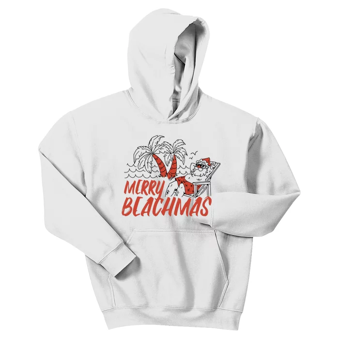 Merry Beachmas Santa Claus Vacation Kids Hoodie