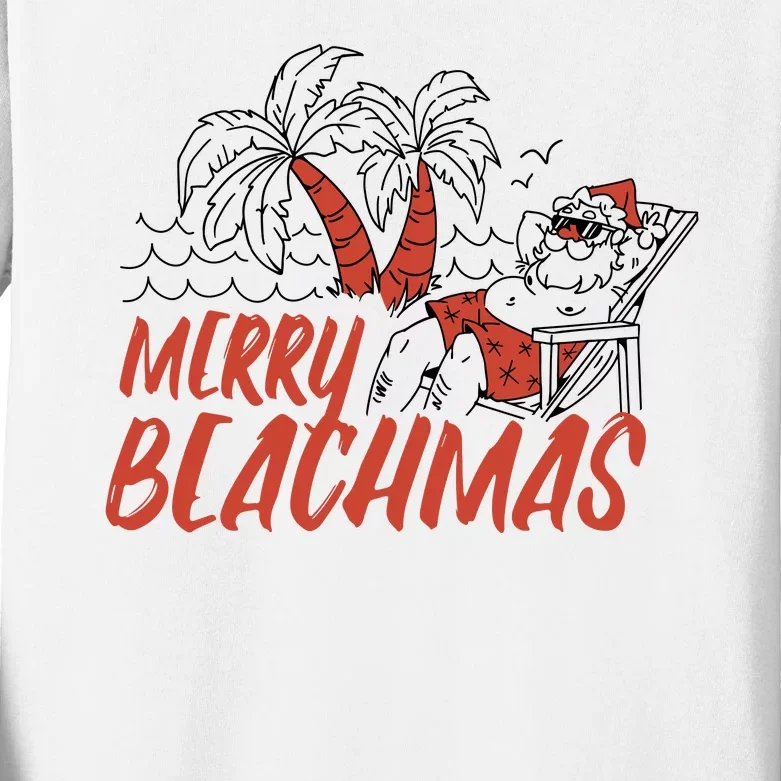 Merry Beachmas Santa Claus Vacation Kids Long Sleeve Shirt