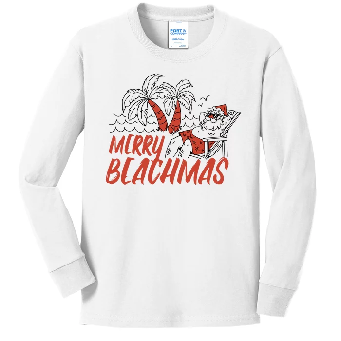 Merry Beachmas Santa Claus Vacation Kids Long Sleeve Shirt