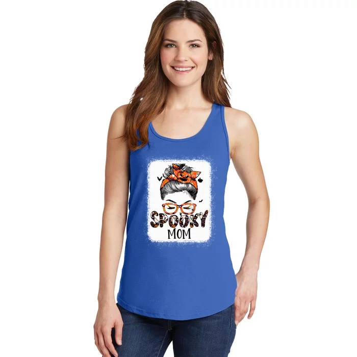 Messy Bun Spooky Mom Pumpkin Halloween Bat Gift Ladies Essential Tank