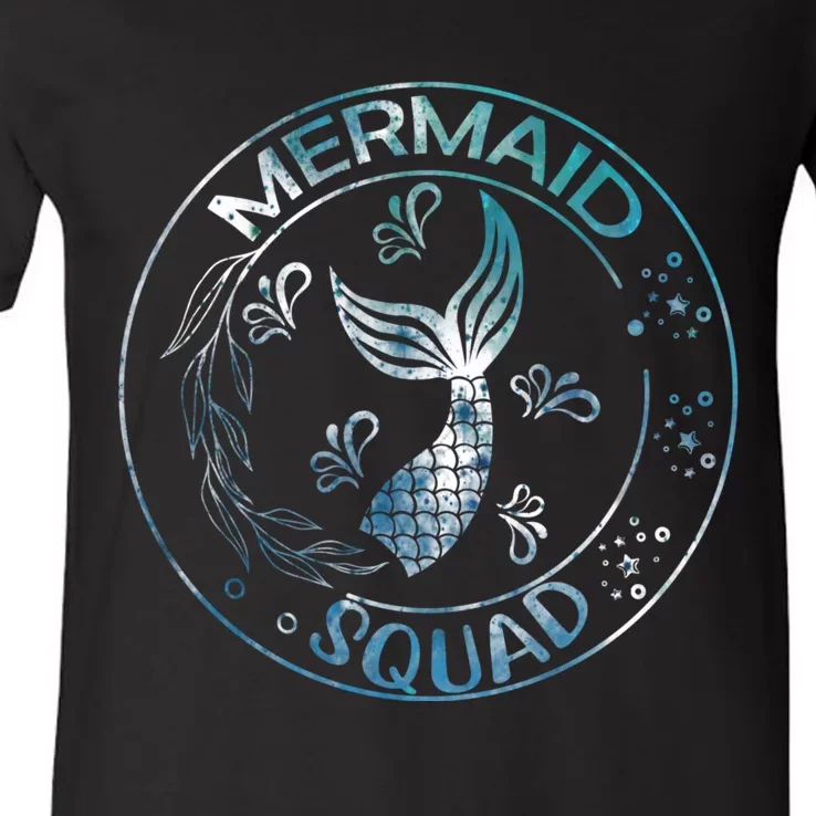 Mermaid Birthday Squad Party Matching Family Mermaid V-Neck T-Shirt