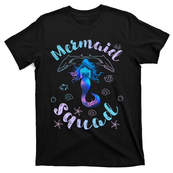 Mermaid Birthday Squad Party Matching Girls Kids T-Shirt