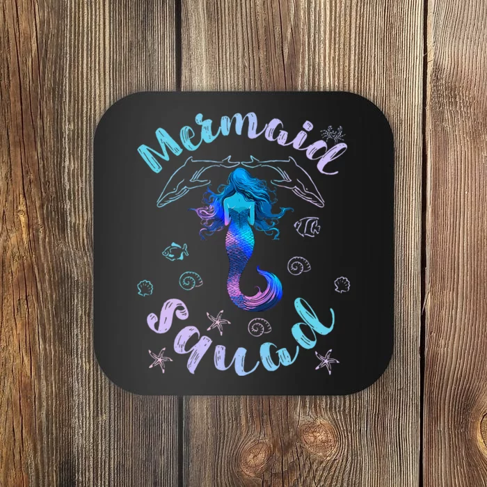 Mermaid Birthday Squad Party Matching Girls Kids Coaster