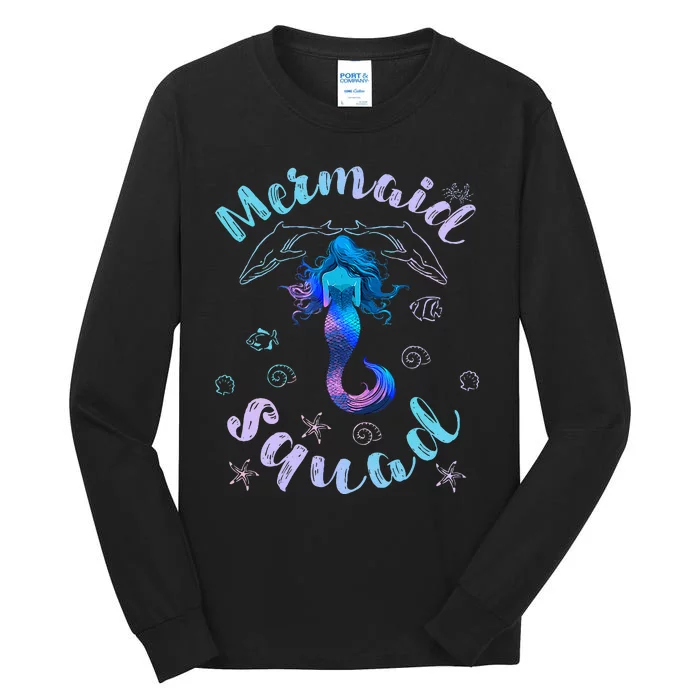 Mermaid Birthday Squad Party Matching Girls Kids Tall Long Sleeve T-Shirt