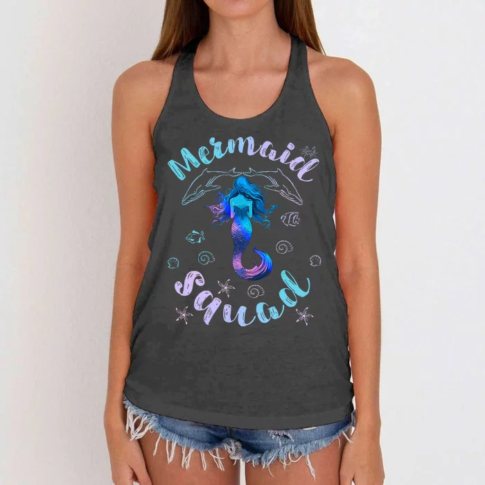 Mermaid Birthday Squad Party Matching Girls Kids Women's Knotted Racerback Tank