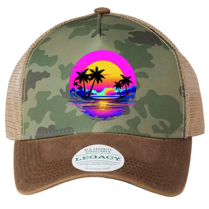 Miami Beach Sun Set Vibrant Legacy Tie Dye Trucker Hat