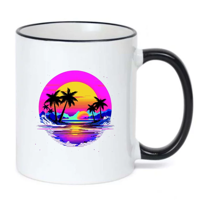 Miami Beach Sun Set Vibrant Black Color Changing Mug