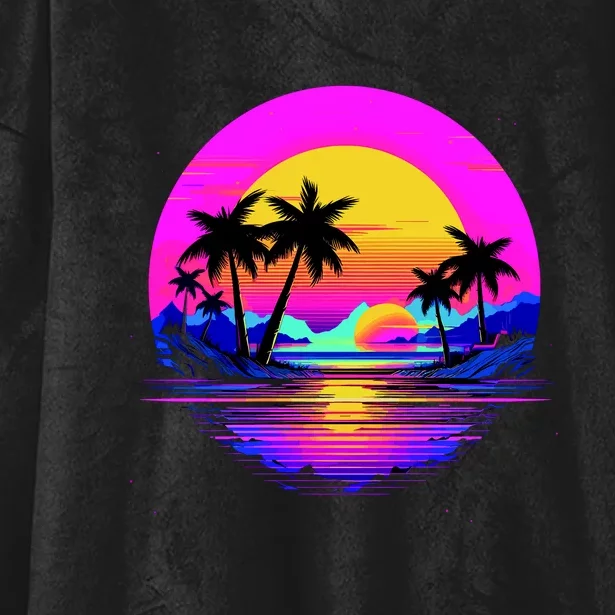 Miami Beach Sun Set Vibrant Hooded Wearable Blanket