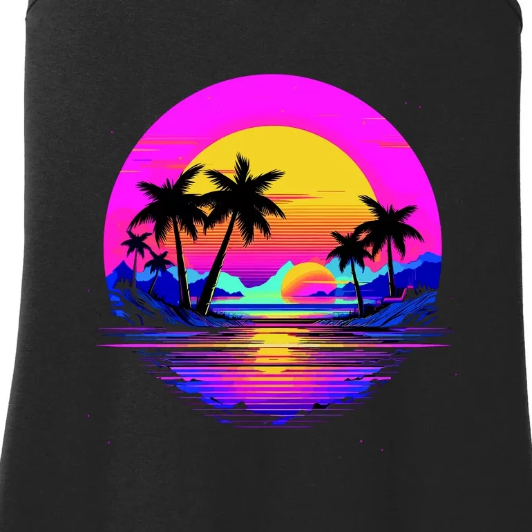 Miami Beach Sun Set Vibrant Ladies Essential Tank