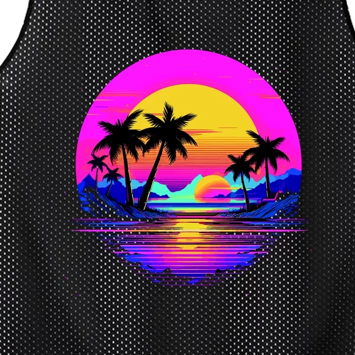 Miami Beach Sun Set Vibrant Mesh Reversible Basketball Jersey Tank