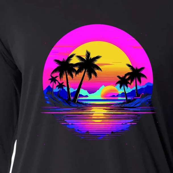 Miami Beach Sun Set Vibrant Cooling Performance Long Sleeve Crew