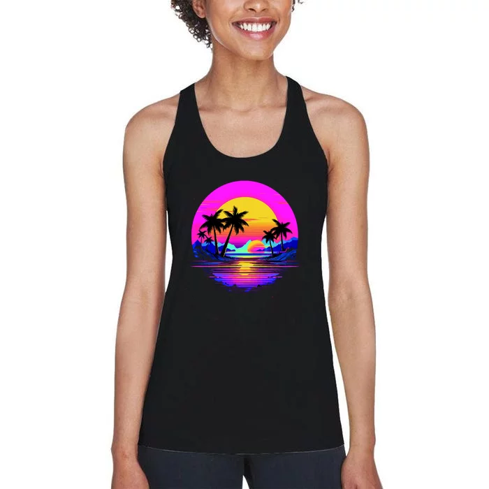 Miami Beach Sun Set Vibrant Women's Racerback Tank