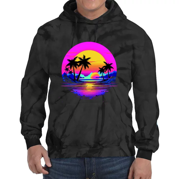 Miami Beach Sun Set Vibrant Tie Dye Hoodie