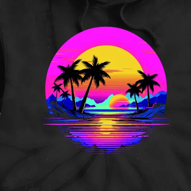 Miami Beach Sun Set Vibrant Tie Dye Hoodie