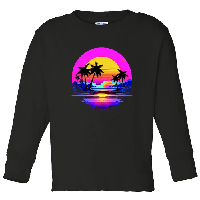 Miami Beach Sun Set Vibrant Toddler Long Sleeve Shirt