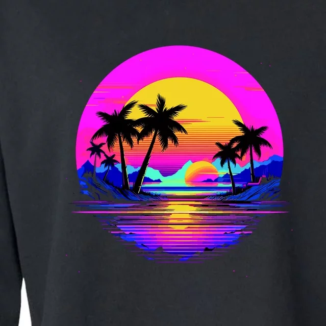 Miami Beach Sun Set Vibrant Cropped Pullover Crew