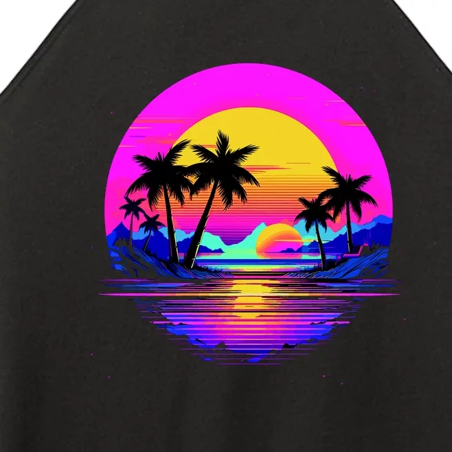 Miami Beach Sun Set Vibrant Women’s Perfect Tri Rocker Tank