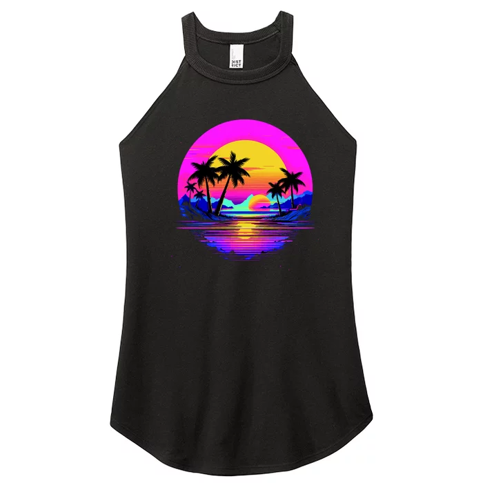 Miami Beach Sun Set Vibrant Women’s Perfect Tri Rocker Tank