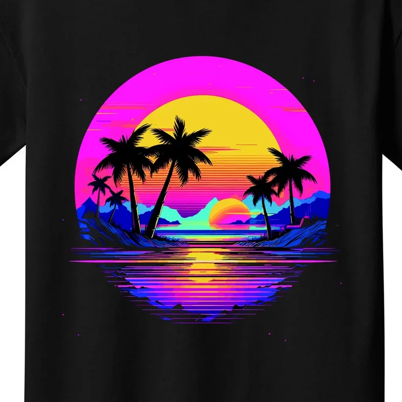 Miami Beach Sun Set Vibrant Kids T-Shirt