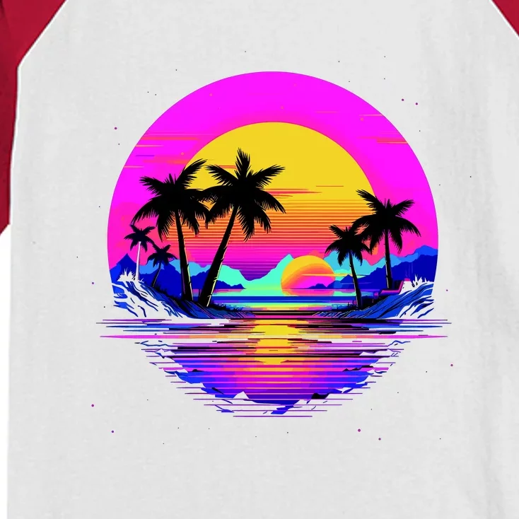 Miami Beach Sun Set Vibrant Kids Colorblock Raglan Jersey