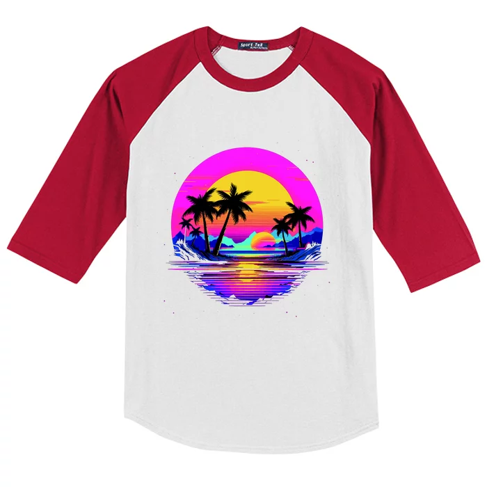 Miami Beach Sun Set Vibrant Kids Colorblock Raglan Jersey