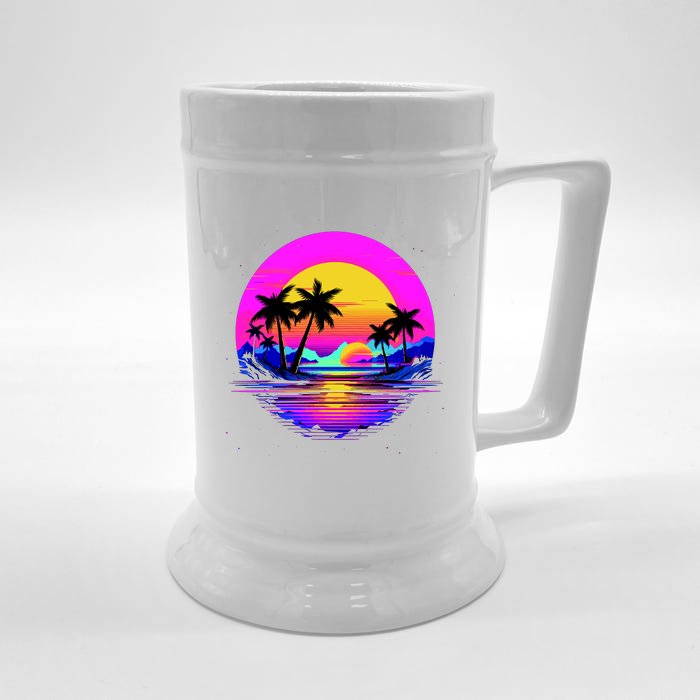 Miami Beach Sun Set Vibrant Front & Back Beer Stein